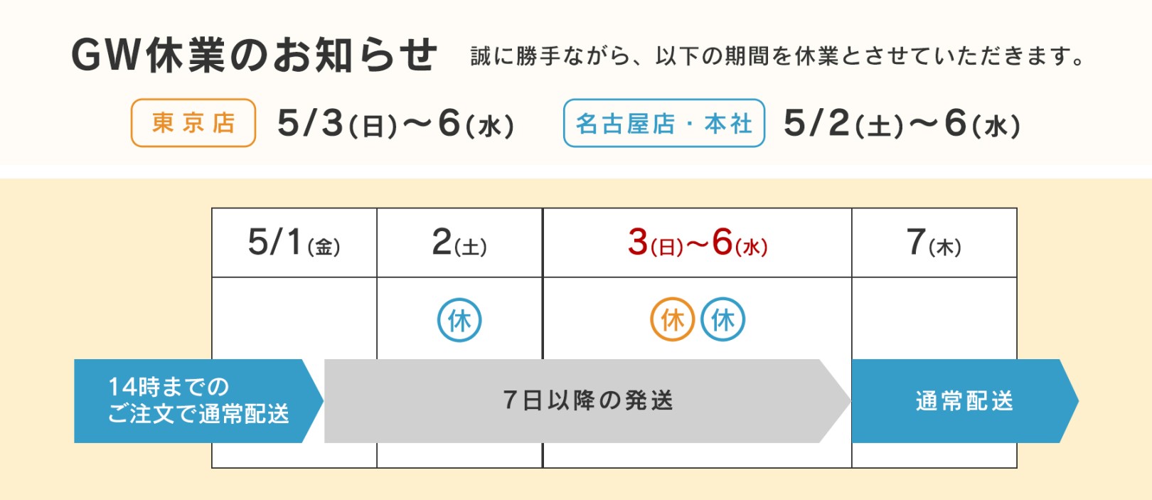 GW休業のお知らせ
