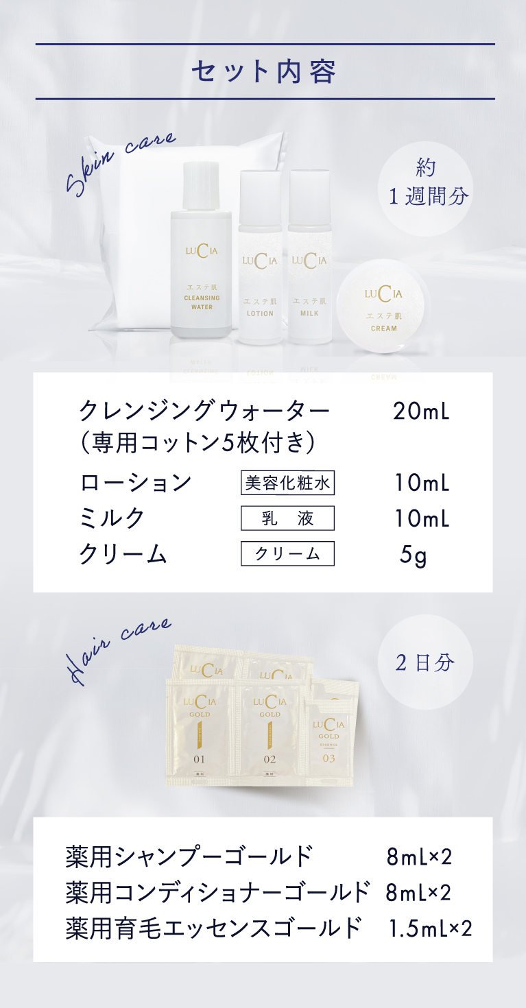 エステ肌 トラベルセット（セット内容）