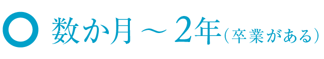 数ヶ月〜2年（卒業がある）
