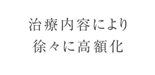 治療内容により徐々に高額化