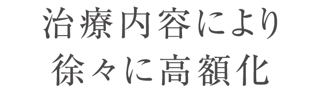 治療内容により徐々に高額化