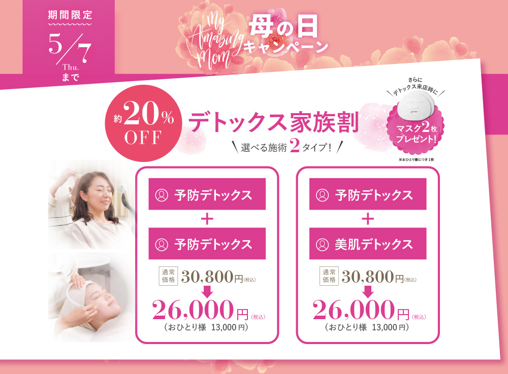 母の日キャンペーン　デトックス家族割